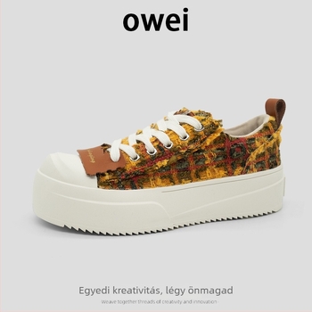 Uniszex vászon sneaker, kerek orr, alacsony szárú, ötvözött talp, 3–5 cm sarok, Yichu