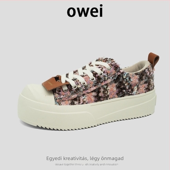 Uniszex vászon sneaker, kerek orr, alacsony szárú, ötvözött talp, 3–5 cm sarok, Yichu
