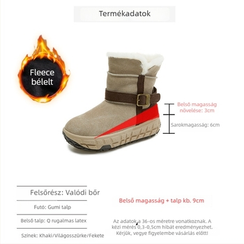 Női hócsizma fleece béléssel, magas szárú, kerek orrú, PVC talpú, felső rész imitációs kasmírból