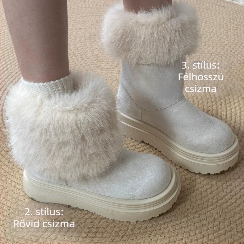 Női téli csizma 5 cm-es magasságot növelő, 3 hordási mód, velúr felsőrész, gumírozott talp, belső műszőrme bélés, alacsony szárú