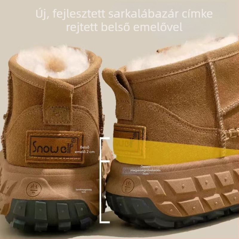Női téli csizmák – vízálló, fleece béléses, vastag platforma, felsőrész tehén velúr bőr, TPR talp