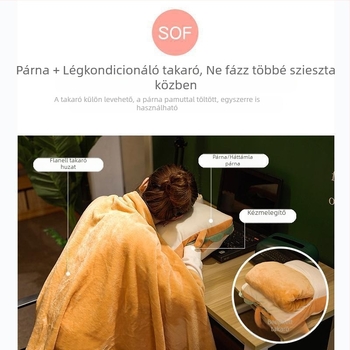 Kétfunkciós plüss korall velúr párna a kézmelegítéshez — irodába, pihenésre és autózásra
