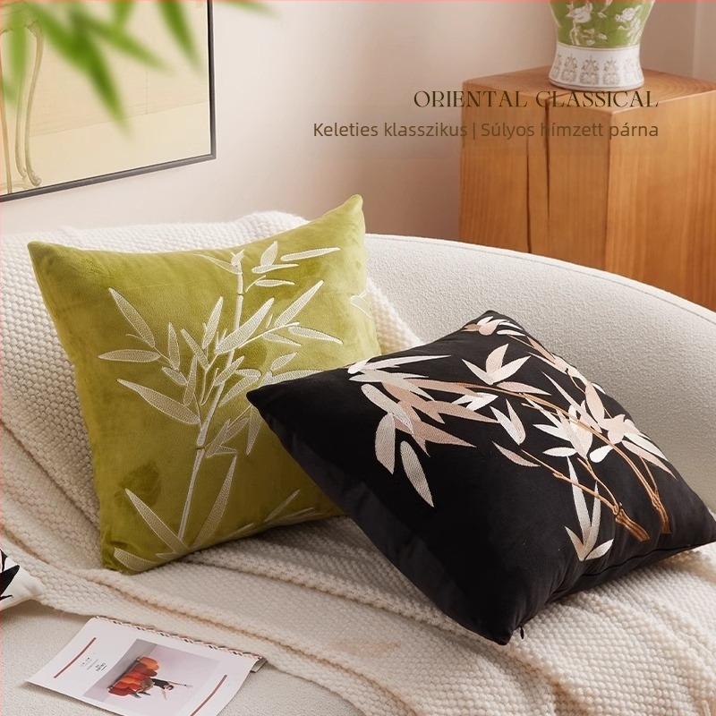 Új kínai stílusú kanapé párna hímzett növény- és virágmintával, PP pamut töltés