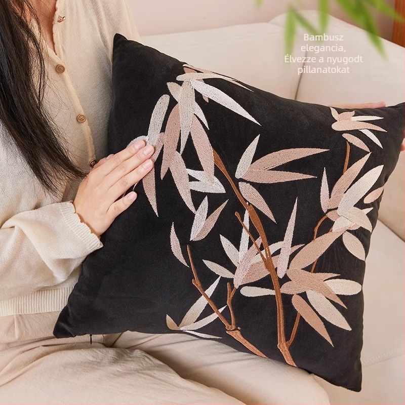 Új kínai stílusú kanapé párna hímzett növény- és virágmintával, PP pamut töltés