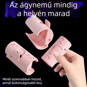 Ágyhuzat rögzítő klipek – csúszásmentes, szögbe állító, műanyag, háztartási használat