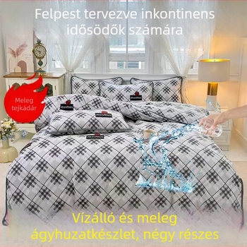 2025-ös új tej-velúr vízálló paplanhuzat plüss béléssel, négy darabos ágyneműkészlet (lepedő és párnahuzatok)