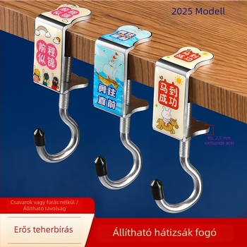 Asztal szélére akasztható táskaakasztó – levehető, fúrás nélküli, modern minimalist stílus, vasbevonat, 30 kg+ teherbírás