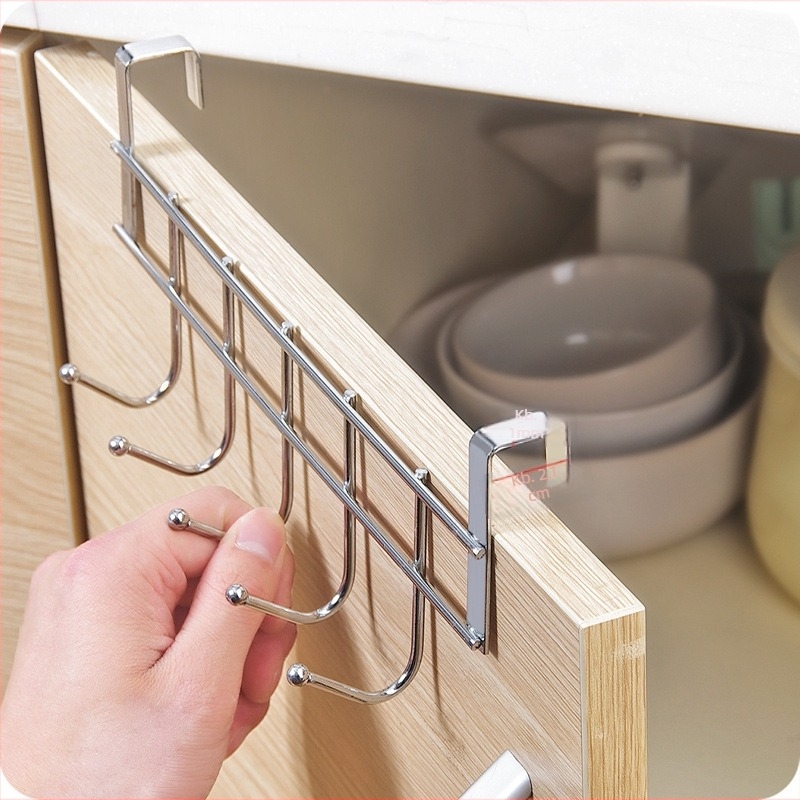 5 darabos akasztó készlet a szekrényajtóhoz, rozsdamentes acélból, öntapadós, csattal rögzítés, 3 kg teherbírás