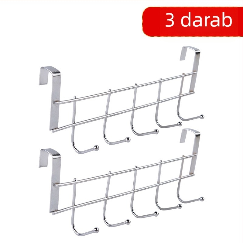 5 darabos akasztó készlet a szekrényajtóhoz, rozsdamentes acélból, öntapadós, csattal rögzítés, 3 kg teherbírás