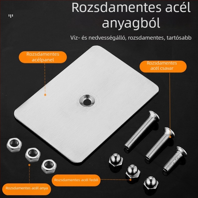 Rozsdamentes acél falikötő ragasztóval – lyukasztás nélküli, 5–10 kg teherbírás, egynél több kampó fotókeretekhez