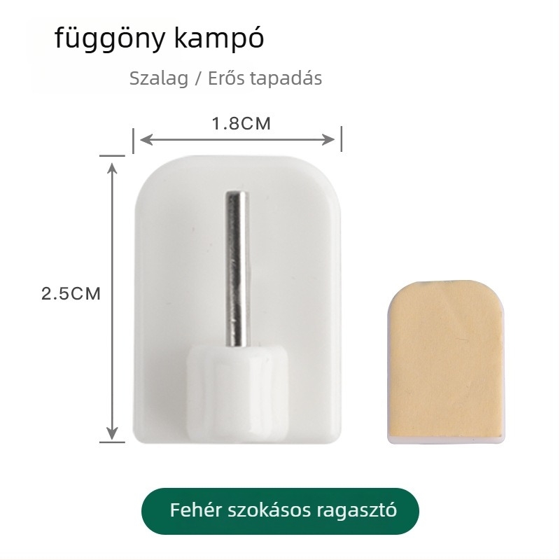 Műanyag öntapadós falikampó függönyökhöz — egyedi, modern minimalist dizájn, teherbírás 1–3 kg