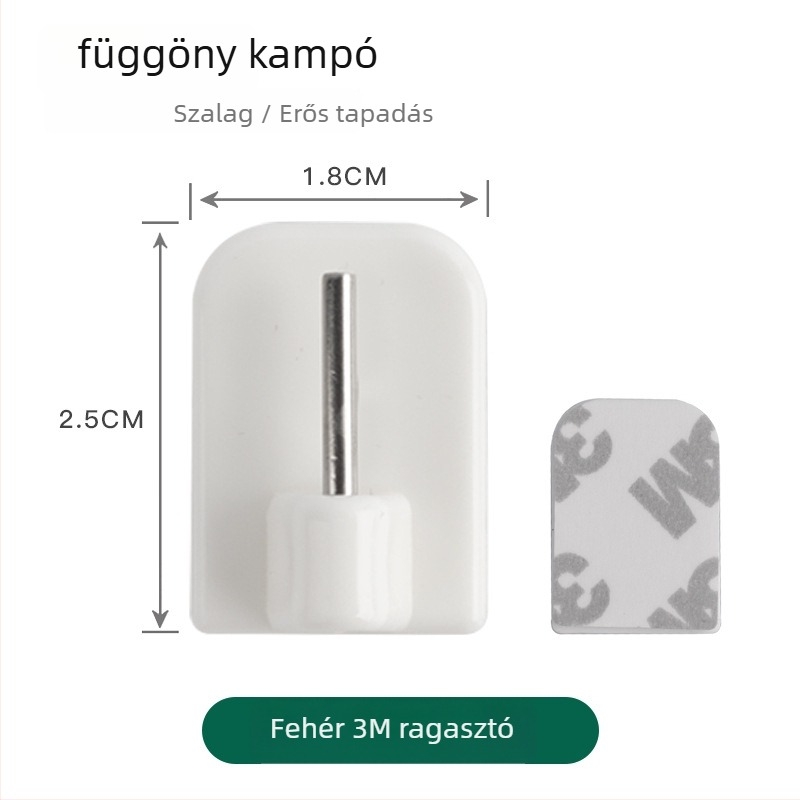Műanyag öntapadós falikampó függönyökhöz — egyedi, modern minimalist dizájn, teherbírás 1–3 kg