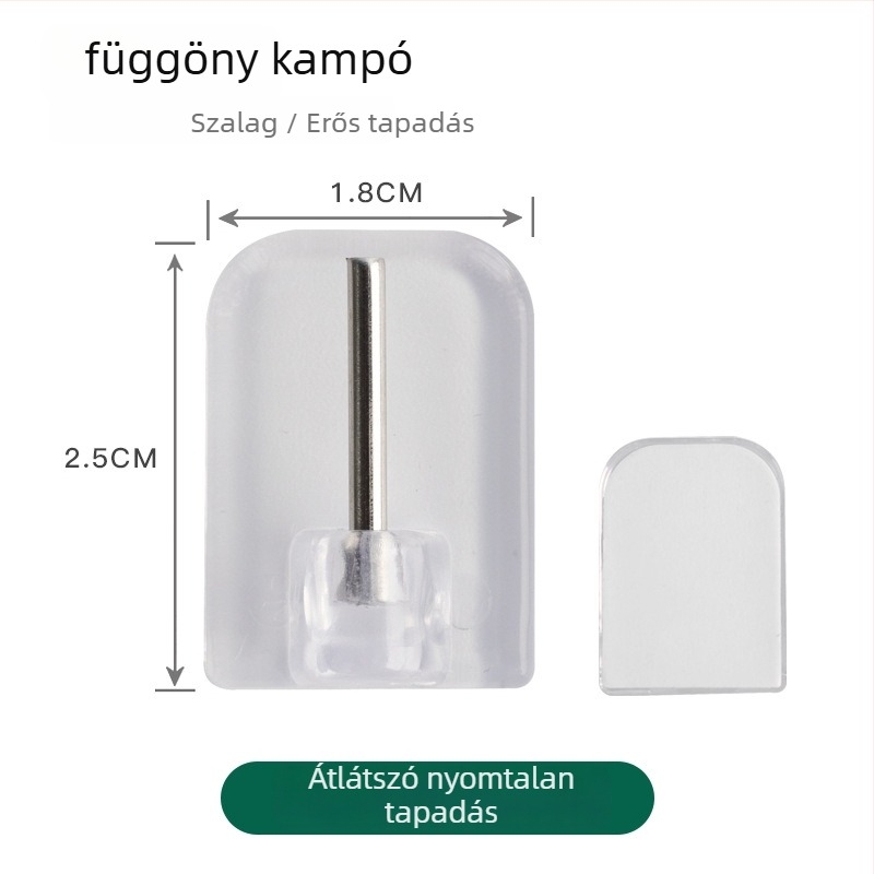 Műanyag öntapadós falikampó függönyökhöz — egyedi, modern minimalist dizájn, teherbírás 1–3 kg