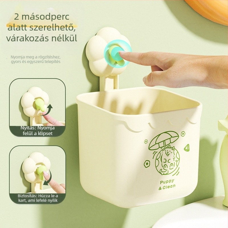 Fali szerelhető virág alakú szívófejű tároló doboz arctörölközőkhöz, PP műanyag, modell 6, egyszínű.