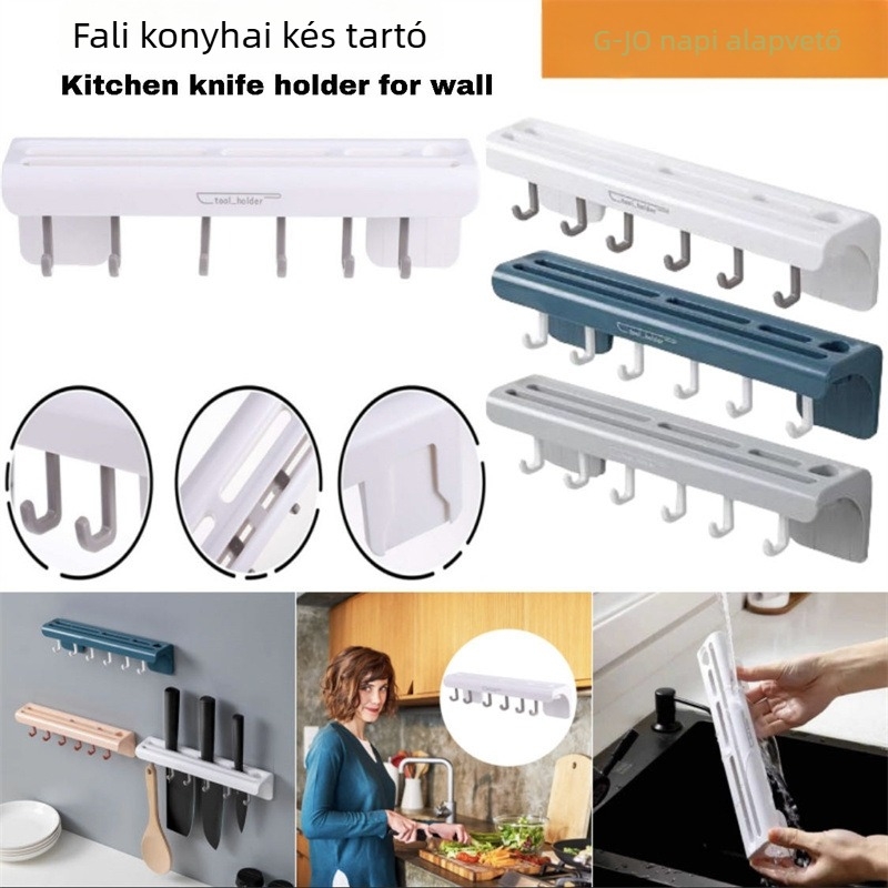 Fali kés-tartó – többfunkciós, telepítés nélkül, HIPS anyag, 2023-as megjelenés