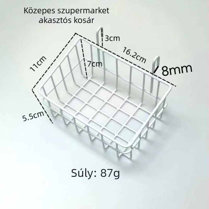 Kovácsoltvasból készült függő rácskosár polcokra és tárolásra