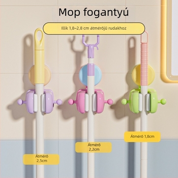 Mop tartó szívókoronggal, falra szerelhető, fúrás nélkül, műanyagból, 105 g, modern egyszerű stílus