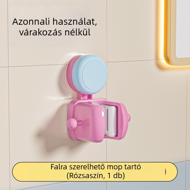 Mop tartó szívókoronggal, falra szerelhető, fúrás nélkül, műanyagból, 105 g, modern egyszerű stílus