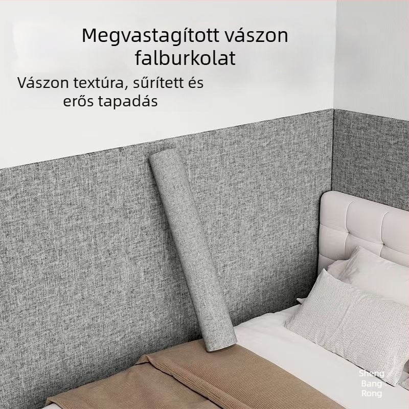 Nagy sűrűségű textil falvédő az ágy köré és a hálószoba TV hátteréhez, puha falburkolat