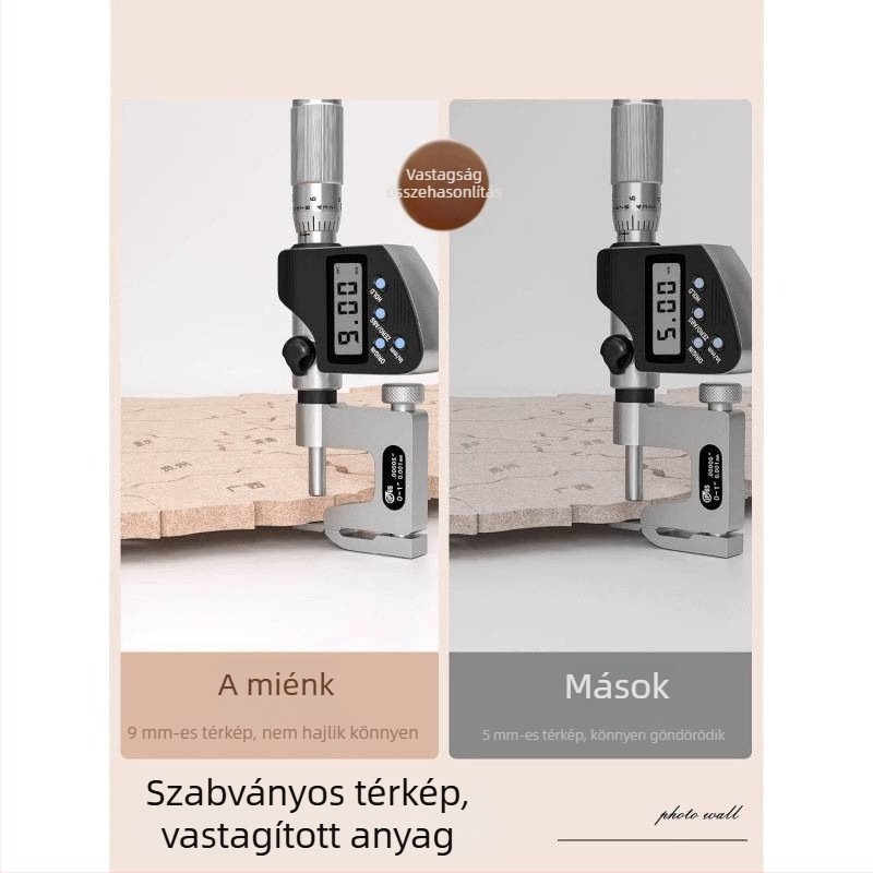Filc térkép utazási lenyomatokkal — fotófal az előszobába és a nappaliba, Yue sorozat