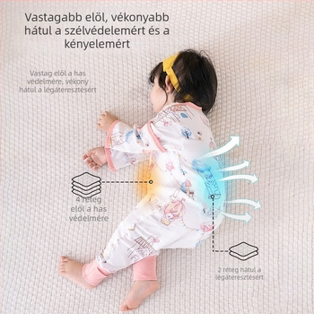 Nyári bambuszrost baba alvózsák lábnyílásokkal, vékony, levehető dizájn, baba hálóruha
