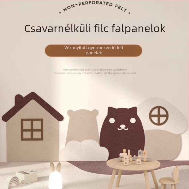 Gyerekeknek szóló filc falikép matricák — minimalist stílus, geometriai mintázat, háttér dekoráció, 3D falikép, fúrás nélkül