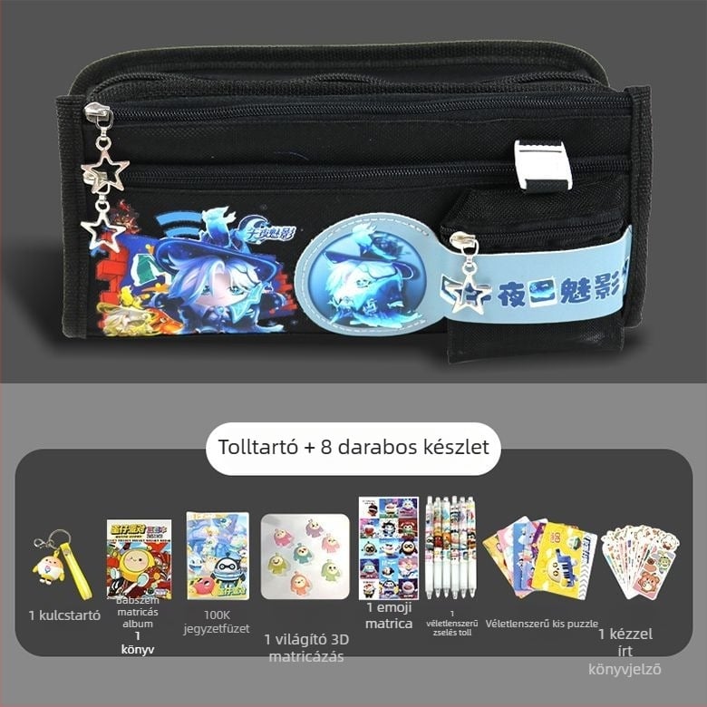 Monkey King vászon tolltartó – Nagy kapacitású gyerek-stílusú, általános és középiskolásoknak