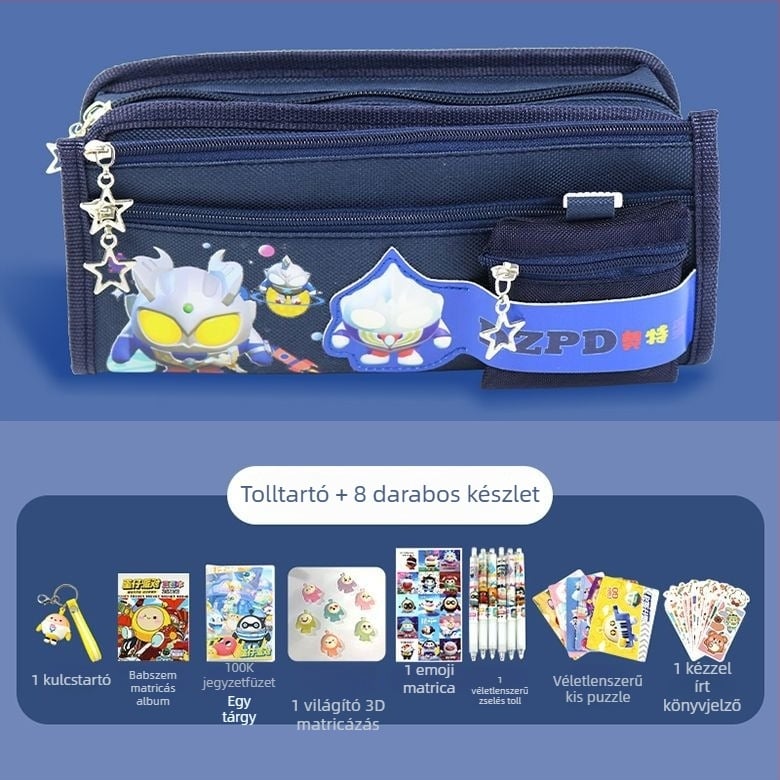 Monkey King vászon tolltartó – Nagy kapacitású gyerek-stílusú, általános és középiskolásoknak