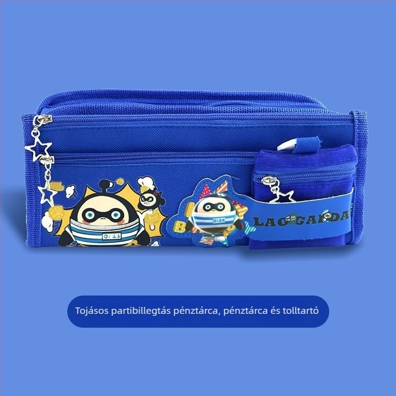 Monkey King vászon tolltartó – Nagy kapacitású gyerek-stílusú, általános és középiskolásoknak