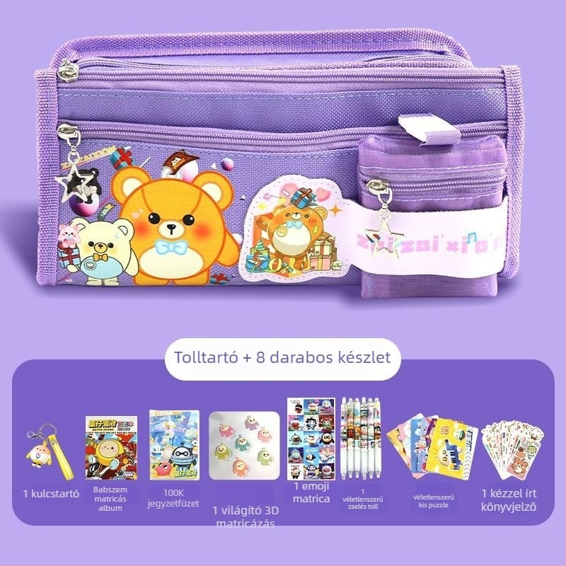 Monkey King vászon tolltartó – Nagy kapacitású gyerek-stílusú, általános és középiskolásoknak