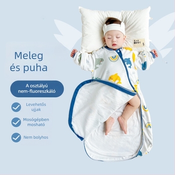 Minden évszakos csecsemő alvózsák, envelope stílus, 95%+ pamut külső és bélés, levehető ujjak, mosható, 80 cm hosszú
