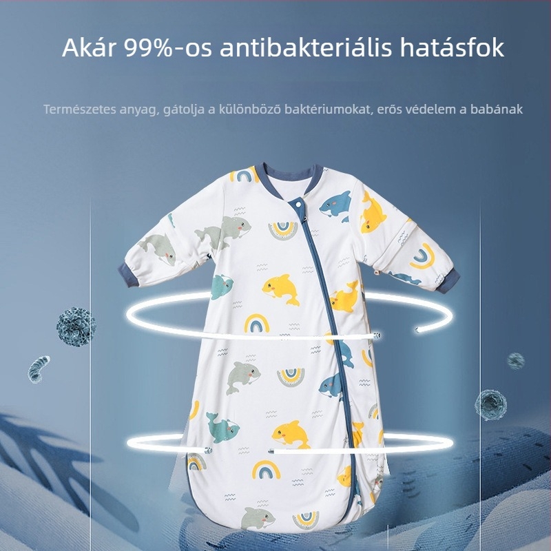 Minden évszakos csecsemő alvózsák, envelope stílus, 95%+ pamut külső és bélés, levehető ujjak, mosható, 80 cm hosszú