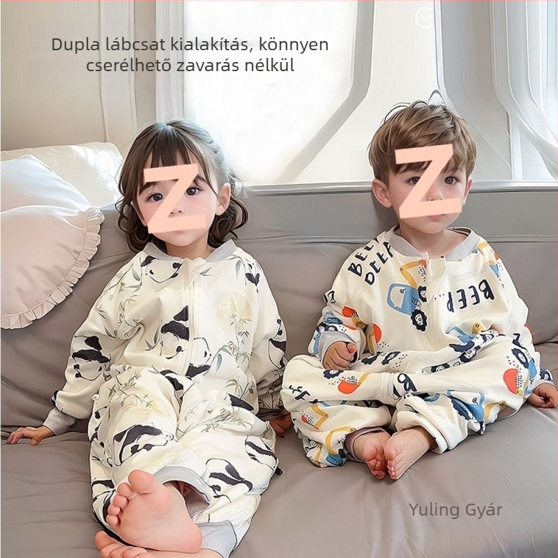 Csecsemő hálózsák lábai külön választhatók, vastag, kétszintes pamutból, egész éves használatra