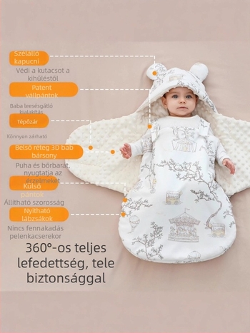 Baba téli alvózsák, 3 az 1-ben, 100% pamut, kokon stílus, állandó hőmérséklet