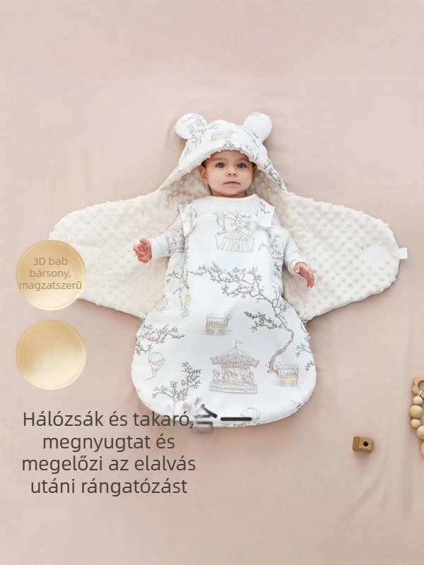Baba téli alvózsák, 3 az 1-ben, 100% pamut, kokon stílus, állandó hőmérséklet