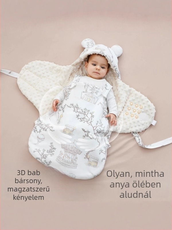 Baba téli alvózsák, 3 az 1-ben, 100% pamut, kokon stílus, állandó hőmérséklet