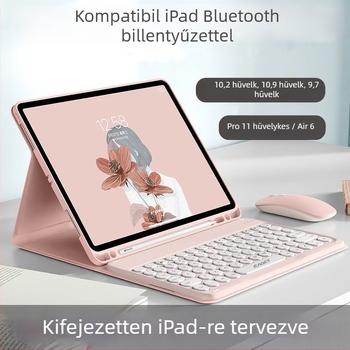 iPad tok Bluetooth billentyűzettel és integrált védelemmel, mágneses zár és stylus rekesz; kompatibilis iPad Mini 6, iPad Air 4/5 és iPad Pro 11