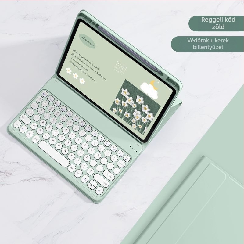 iPad tok Bluetooth billentyűzettel és integrált védelemmel, mágneses zár és stylus rekesz; kompatibilis iPad Mini 6, iPad Air 4/5 és iPad Pro 11