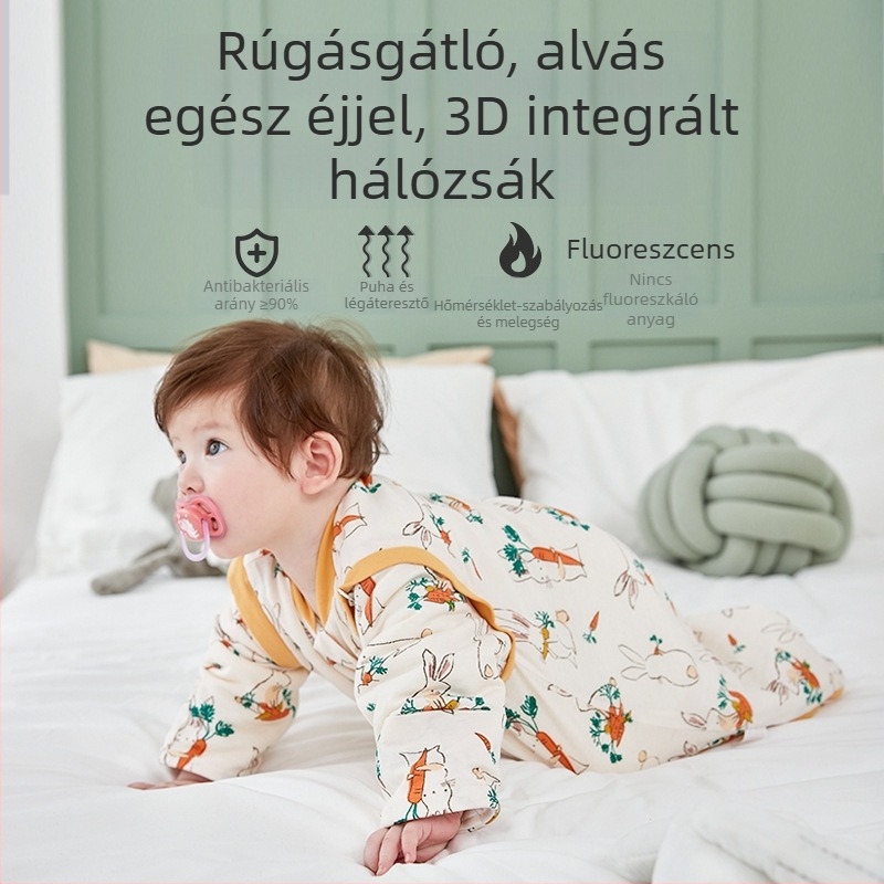 Baba hálózsák ujjakkal, vastag minden évszakra, pamut, antibakteriális, hőmérséklet-szabályozó, nedvesség-elvezető, rajzolt mintával