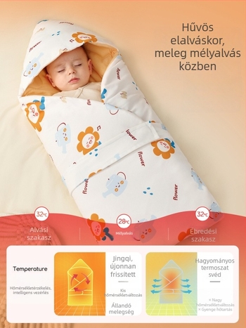 Jingqi csecsemő swaddle kendő, 100% pamut, A osztály, Space Cotton töltet, állatmintás, újszülötteknek és 1–3 éveseknek, minden évszakra