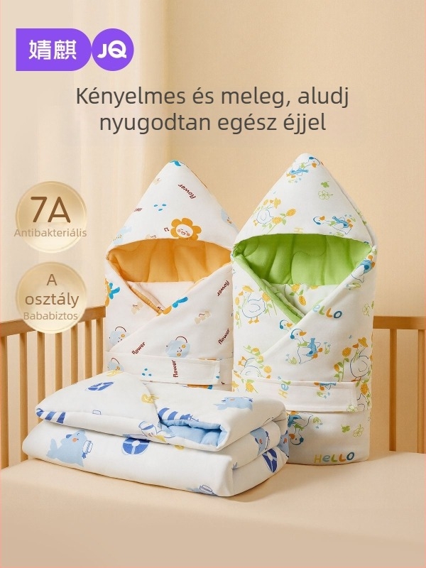 Jingqi csecsemő swaddle kendő, 100% pamut, A osztály, Space Cotton töltet, állatmintás, újszülötteknek és 1–3 éveseknek, minden évszakra