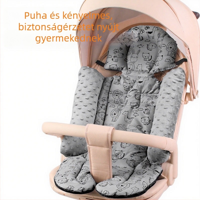 Pamut babaszék ülőpárna a babakocsira és etetőszékhez, csúszásmentes, 0–4 éveseknek