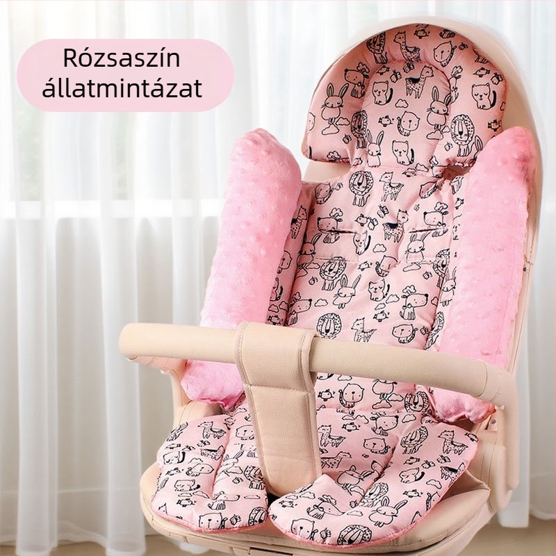 Pamut babaszék ülőpárna a babakocsira és etetőszékhez, csúszásmentes, 0–4 éveseknek