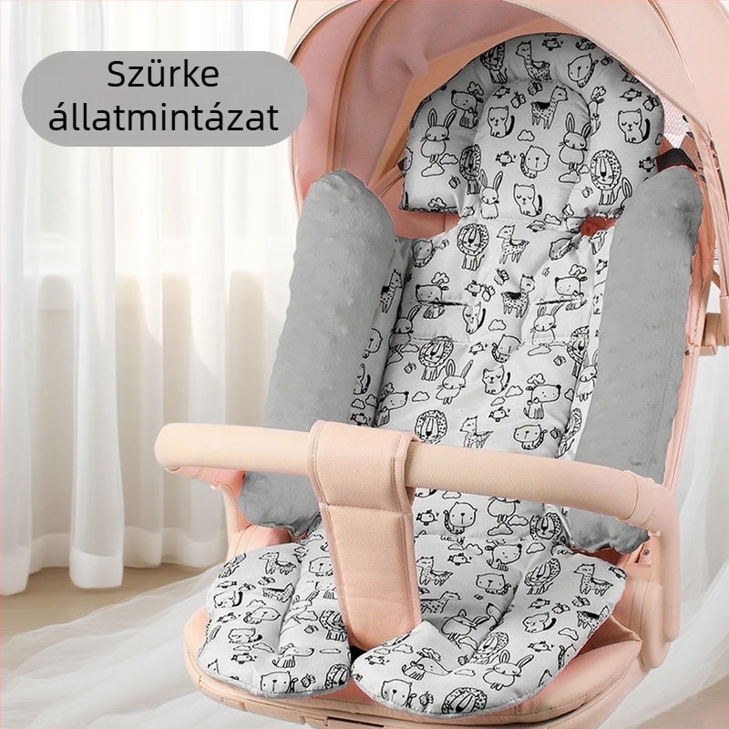 Pamut babaszék ülőpárna a babakocsira és etetőszékhez, csúszásmentes, 0–4 éveseknek