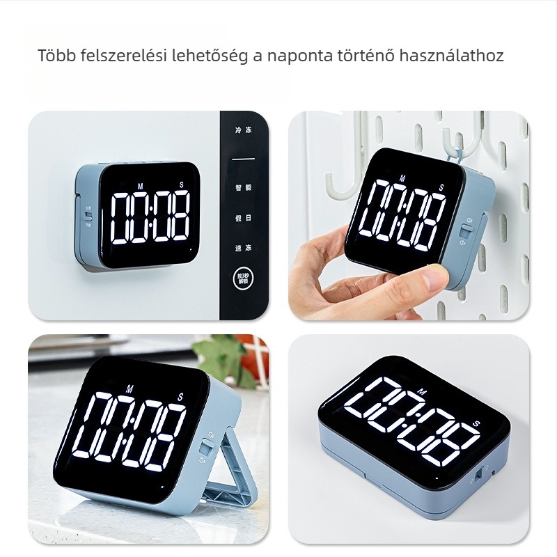 Deli NS883 digitális időmérő hőmérővel, LED kijelző, akkumulátoros működés, ABS ház