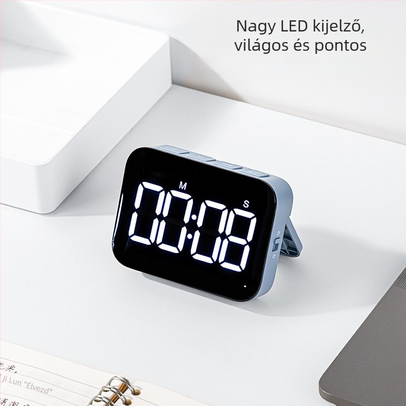 Deli NS883 digitális időmérő hőmérővel, LED kijelző, akkumulátoros működés, ABS ház