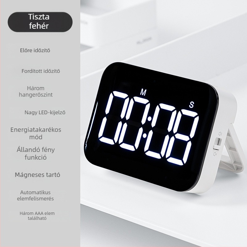 Deli NS883 digitális időmérő hőmérővel, LED kijelző, akkumulátoros működés, ABS ház