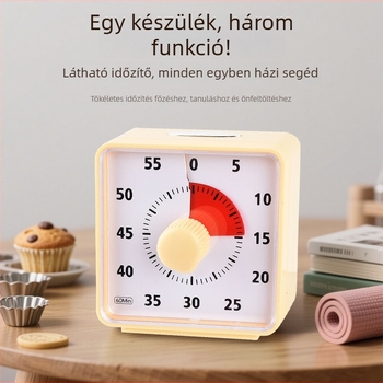 Látható időmérő diákok és gyerekek számára a konyhai főzéshez — kvarc mozgás, analóg mutató kijelző, műanyag ház, elemről működik, riasztás