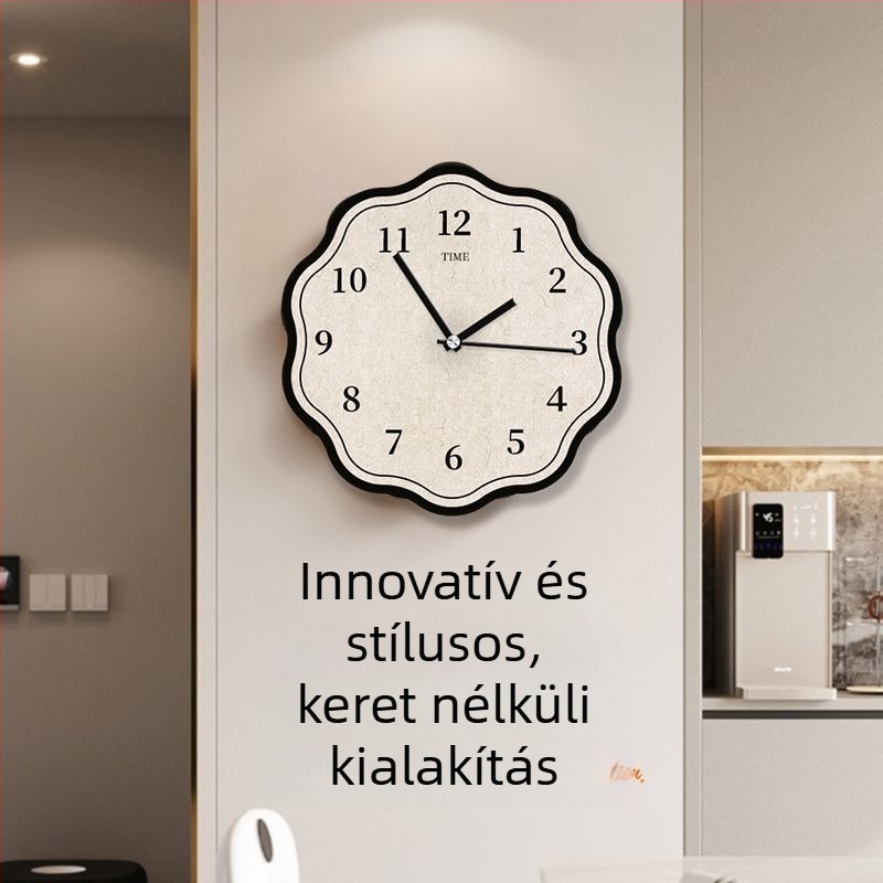 Fali óra – minimalist stílus, egyoldalas, halk kvarc mozgás, elemmel működik, fa tok, laminált papír számlap