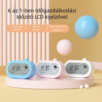 Vizuális időmérő gyerekek tanulásához és irodai használathoz – LED kijelző, ébresztő, naptár és hőmérő